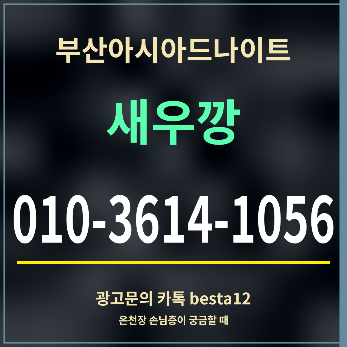 광고 · 부산아시아드나이트 · 새우깡 · 010-3614-1056
